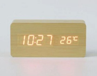 Ceasuri din lemn Ceas cu alarmă cu LED Ceas de masă Comandă vocală Digital Lemn Despertador Electronic Desktop Masă Decor acasă