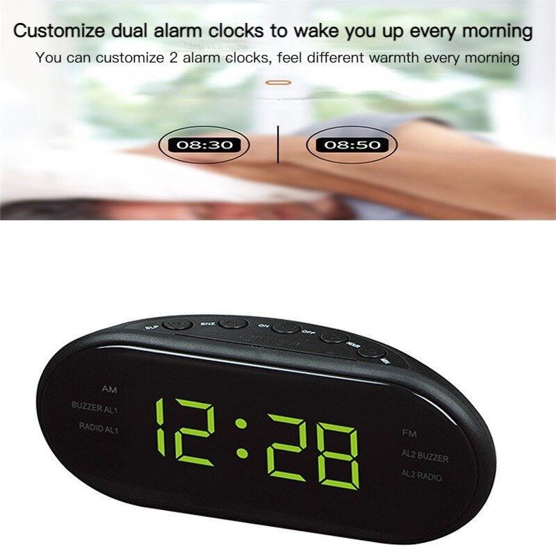 2022 Nou AC 220v/50hz AM/FM Ceas LED Ceas cu alarmă electronică de birou Ceas cu alarmă de masă digitală Radio Cadou Rechizite pentru birou acasă Priza UE