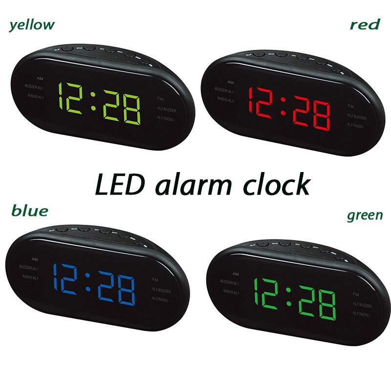 2022 Nou AC 220v/50hz AM/FM Ceas LED Ceas cu alarmă electronică de birou Ceas cu alarmă de masă digitală Radio Cadou Rechizite pentru birou acasă Priza UE