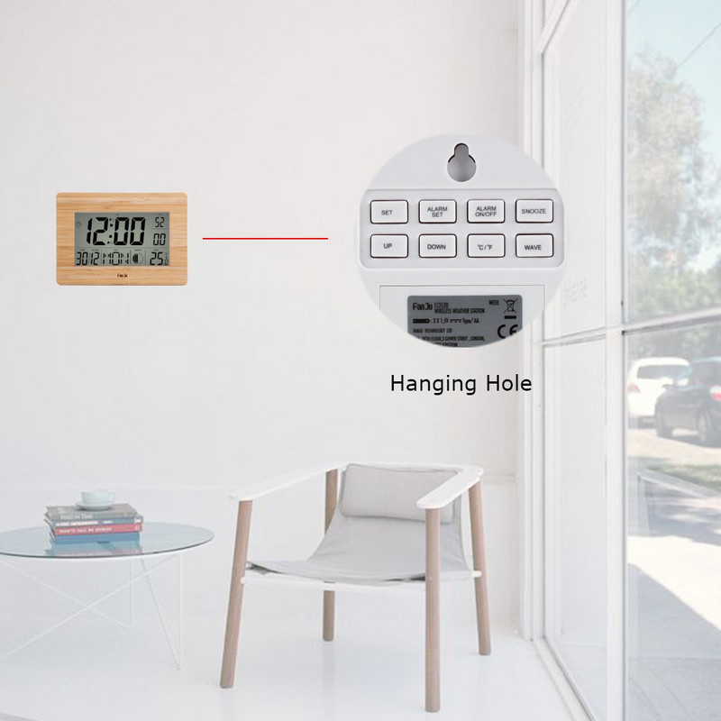 FanJu FJ3530 Ceas digital de perete LCD Alarma Dimensiune mare Număr Multifuncțional Temperatura Ceasuri de masă Termometru de noptieră Ceas mare