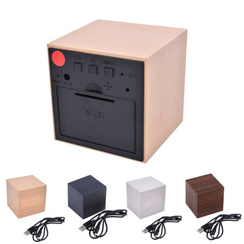 Ξύλινο ρολόι Cube Φωνητικός έλεγχος LED Ψηφιακό Ξυπνητήρι Γραφείο Αναβολή Ηλεκτρονικό επιτραπέζιο ρολόι Nixie Wood Ξυπνητήρι δίπλα στο κρεβάτι