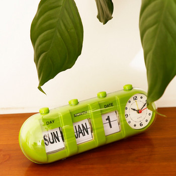 Διακόσμηση σαλονιού Σπίτι Creative Flip Down Ξυπνητήρι Γραφείο Βάση Σελίδα Ημερομηνία Μήνας Ημέρα Ρολόι χαλαζία Τραπέζι Ρολόι Ρολόι Διακόσμηση δωματίου