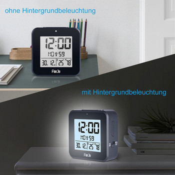 Ψηφιακό Ξυπνητήρι DCF Θερμόμετρο Υγρόμετρο Επιτραπέζια ρολόγια 2 Λειτουργία ημερήσιων συναγερμών Αυτόματο ψηφιακό ξυπνητήρι με οπίσθιο φωτισμό