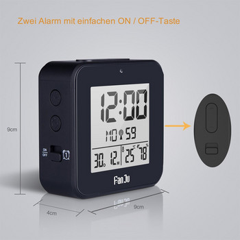 Ψηφιακό Ξυπνητήρι DCF Θερμόμετρο Υγρόμετρο Επιτραπέζια ρολόγια 2 Λειτουργία ημερήσιων συναγερμών Αυτόματο ψηφιακό ξυπνητήρι με οπίσθιο φωτισμό