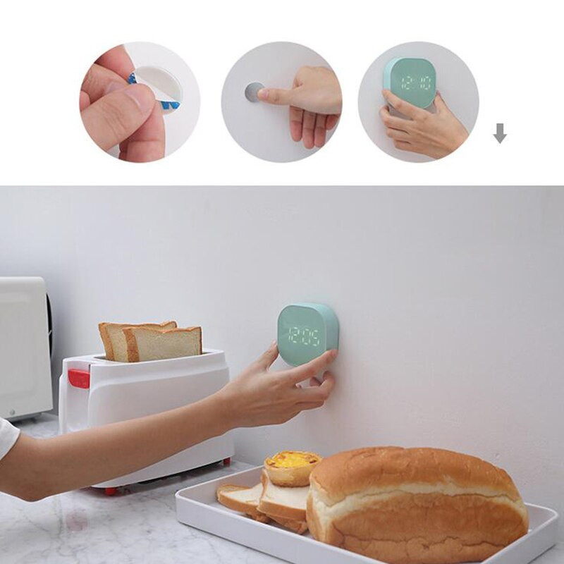 Temporizatoare cu ceas cu alarmă digitală, numărătoare inversă manuală, mini pătrat silențios, temporizator mecanic pentru gătit, contor de alarmă, ceas de perete