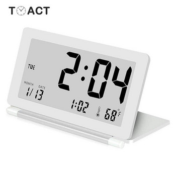 Ρολόι ταξιδιού LED Ψηφιακά Ξυπνητήρι Πολυλειτουργικά Αθόρυβη Ηλεκτρονική LCD Μεγάλη Οθόνη Αναδιπλούμενη Επιτραπέζια Ρολόι Θερμοκρασία Ημερομηνία Ώρα