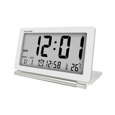 Utazási óra LED-es digitális ébresztőórák Többfunkciós csendes elektronikus LCD nagy képernyős összecsukható asztali óra Hőmérséklet Dátum Idő
