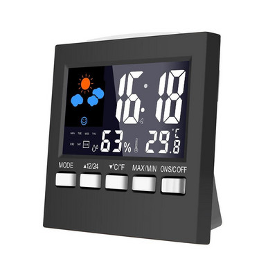 LCD többfunkciós asztali ébresztőóra Digitális hangvezérlés Háttérvilágítású óra Dátum Naptár Hőmérő Páratartalom kijelző 12/24 órás