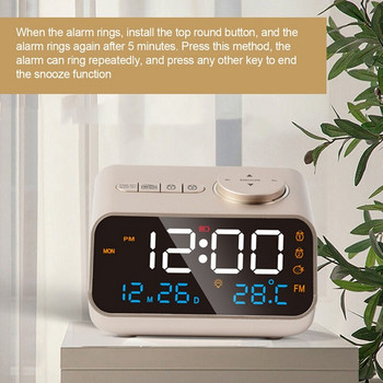 Ξυπνητήρι με ραδιόφωνο LED Ψηφιακό ρολόι Διπλή φόρτιση USB Χρονοδιακόπτης ύπνου 12/24 ωρών Snooze Wake Up Clock