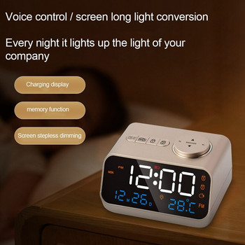 Ξυπνητήρι με ραδιόφωνο LED Ψηφιακό ρολόι Διπλή φόρτιση USB Χρονοδιακόπτης ύπνου 12/24 ωρών Snooze Wake Up Clock