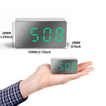 Ξυπνητήρι Ψηφιακό ρολόι θερμοκρασίας LED Οθόνη καθρέφτη Ρολόγια Επιτραπέζιο ρολόι Μίνι ηλεκτρικά ρολόγια για διακόσμηση σαλονιού