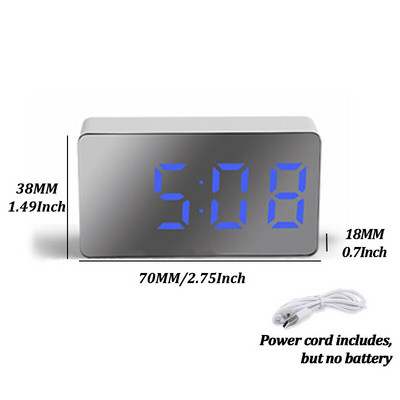 Ébresztőóra Digitális hőmérséklet óra LED kijelző Tükörórák Asztali asztali óra Mini elektromos órák nappali dekorációhoz