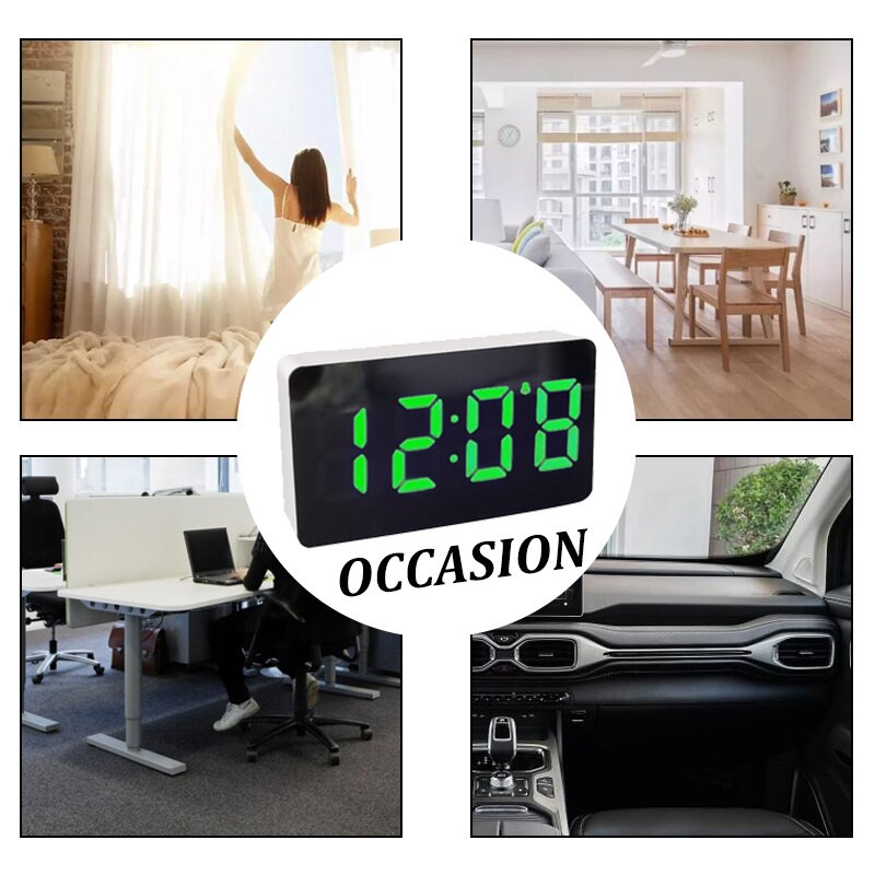 Ébresztőóra Digitális hőmérséklet óra LED kijelző Tükörórák Asztali asztali óra Mini elektromos órák nappali dekorációhoz