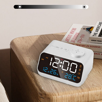 LED Ραδιόφωνο Ξυπνητήρι με φωνητική ενεργοποίηση Θερμοκρασία Υγρασία 12h/24h Εναλλαγή USB Φόρτισης Ηλεκτρονικό Ψηφιακό ρολόι αφύπνισης