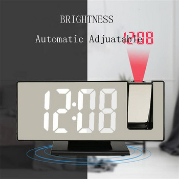 Ψηφιακά ξυπνητήρια LED USB Mirror με ρολόι προβολής αναβολής λειτουργίας Αυτόματο ηλεκτρονικό ρολόι Ρυθμιζόμενη φωτεινότητα