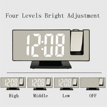 Ψηφιακά ξυπνητήρια LED USB Mirror με ρολόι προβολής αναβολής λειτουργίας Αυτόματο ηλεκτρονικό ρολόι Ρυθμιζόμενη φωτεινότητα