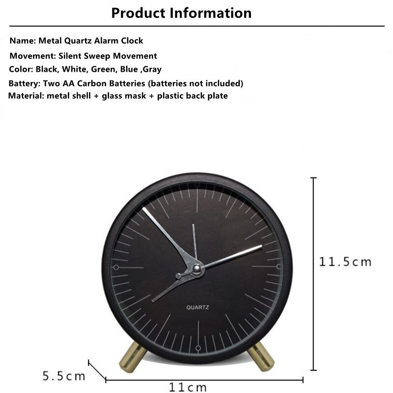 Skandináv ébresztőóra 4,5 hüvelykes Minimalista Néma gyermekórák Nappali Hálószoba Asztali Kerek Diákmutató asztali Asztali óra