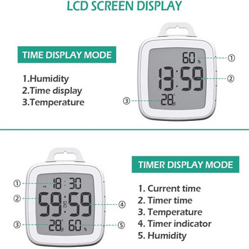 Διακόσμηση σπιτιού Ρολόγια ντους Ψηφιακό ρολόι μπάνιου Χρονόμετρο τοίχου Ρολόι Ρολόι Αδιάβροχο Μεγάλη οθόνη LCD Θερμοκρασία Υγρασία