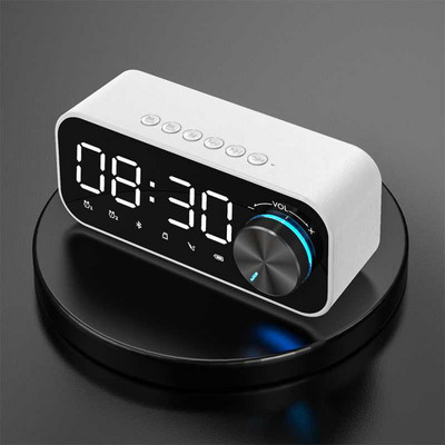 Digitális ébresztőóra, Bluetooth hangszóró nagy LED kijelző tükör asztali ébresztőóra vezeték nélküli mélynyomó zenelejátszó