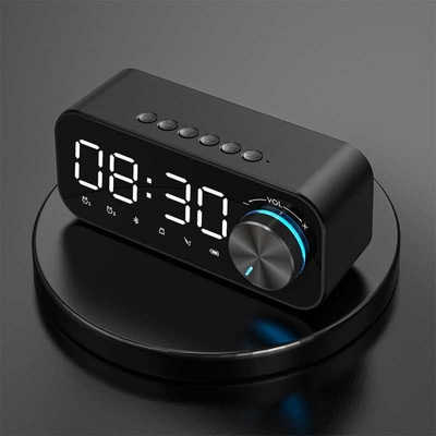 Digitális ébresztőóra, Bluetooth hangszóró nagy LED kijelző tükör asztali ébresztőóra vezeték nélküli mélynyomó zenelejátszó