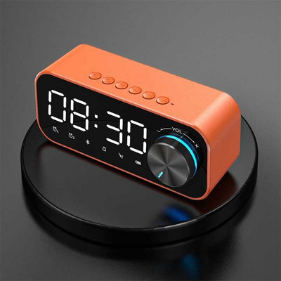 Digitális ébresztőóra, Bluetooth hangszóró nagy LED kijelző tükör asztali ébresztőóra vezeték nélküli mélynyomó zenelejátszó
