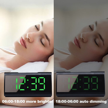 Τρίγωνο Μεγάλη οθόνη LED Καθρέφτης Ξυπνητήρι Τραπέζι Ρολόι Ημερομηνία Ώρα Θερμοκρασία Αναβολή Λειτουργία Οπίσθιο Φωτισμού Δώρο Διακόσμηση γραφείου