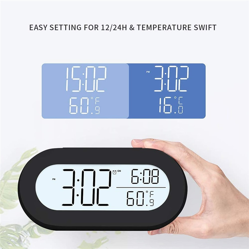 Skaitmeninis žadintuvas, skirtas stalui ar miegamajam Maži žadintuvai vaikams Minkšto foninio apšvietimo snaudimo ir temperatūros akumuliatoriaus operatoriaus laikrodis