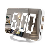 Digitális ébresztőóra 7"-es nagy LED-es tükör elektronikus órák érintéssel, dupla USB-töltővel, fali modern órák