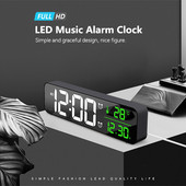 Muzika LED skaitmeninis žadintuvas Temperatūros datos ekranas Staliniai veidrodiniai laikrodžiai Namų stalo sienų apdaila Dovana Dovana