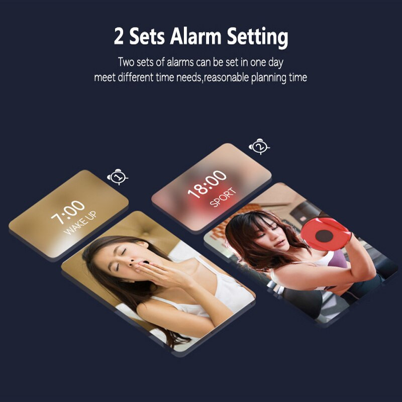 Muzika LED skaitmeninis žadintuvas Temperatūros datos ekranas Staliniai veidrodiniai laikrodžiai Namų stalo sienų apdaila Dovana Dovana