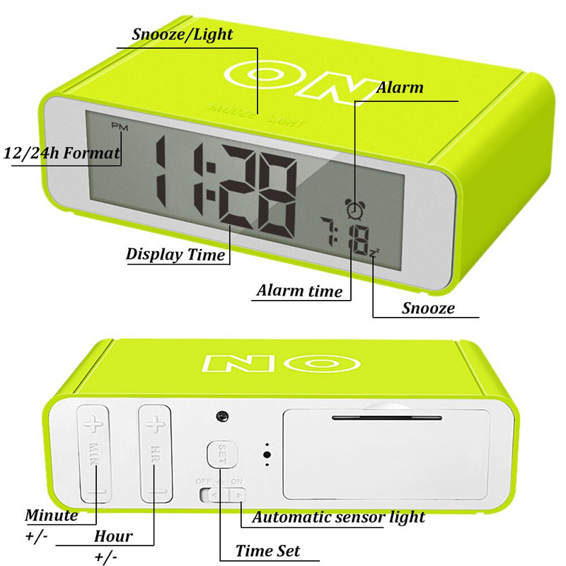 LED digitális óra Elektronikus flip ébresztőóra Csendes óra Világító szundi asztali órák Érintőérzékelős Ébresztőóra Otthoni dekoráció