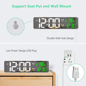 Ψηφιακό ξυπνητήρι LED κρεβατοκάμαρας USB Ξυπνητήρι με οπίσθιο φωτισμό Επιτραπέζιος χρονοδιακόπτης θερμοκρασίας Ένδειξη Ξυπνητήρι Ξυπνητήρι γραφείου
