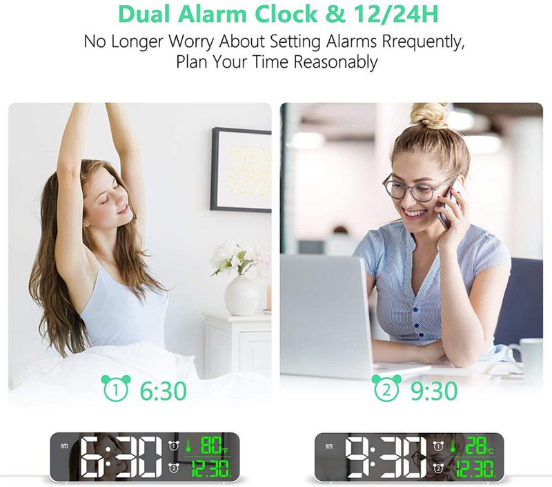 Ceas cu alarmă digital cu LED pentru dormitor Ceas cu alarmă USB cu iluminare din spate Cronometru de birou Afișaj cu temperatură Ceas cu alarmă Ceas cu alarmă pentru birou