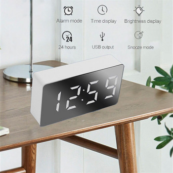Επιτραπέζιο ρολόι καθρέφτη LED Ψηφιακό Ξυπνητήρι Αναβολή Εμφάνιση Ώρας Νυχτερινό Φως Επιτραπέζιο Ρολόι USB Ψηφιακό ρολόι διακόσμησης σπιτιού Δώρα Παιδικό ρολόι
