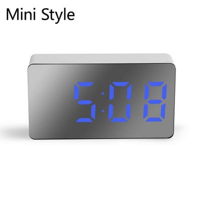 LED veidrodinis stalo laikrodis Skaitmeninis žadintuvas snaudimo ekrano laikas Nakties šviesa Stalinis USB laikrodis Skaitmeninis namų dekoro dovanos Vaikų laikrodis