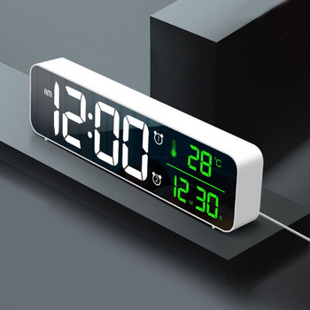 Ηλεκτρονικό LED Ψηφιακή Μεγάλη Οθόνη Πρωινό Ξυπνητήρι Μουσική Φωτεινότητα Επαναφορτιζόμενο ρολόι USB Χρονοδιακόπτης αναβολής για το σπίτι