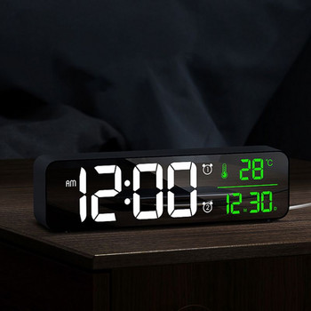 Ηλεκτρονικό LED Ψηφιακή Μεγάλη Οθόνη Πρωινό Ξυπνητήρι Μουσική Φωτεινότητα Επαναφορτιζόμενο ρολόι USB Χρονοδιακόπτης αναβολής για το σπίτι