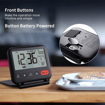 Ψηφιακό Ξυπνητήρι Ταξιδιού Μίνι φορητό ρολόι με οθόνη LCD, Μικρό αναδιπλούμενο ρολόι γραφείου με μπαταρία για παιδικό υπνοδωμάτιο