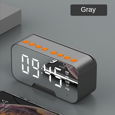 Daugiafunkcis veidrodinis žadintuvas „Bluetooth“ garsiakalbis su FM radijo LED veidrodiniu snaudimo belaidžiu žemųjų dažnių garsiakalbiu muzikos grotuvo stalo laikrodis