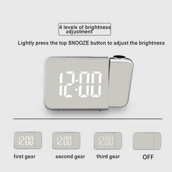 LED Ψηφιακό Ξυπνητήρι Προβολής Καθρέφτης Ρολόι Επιτραπέζιο Ηλεκτρονικό Ξυπνητήρι με Προβολέα ώρας προβολής Υπνοδωμάτιο για το σπίτι