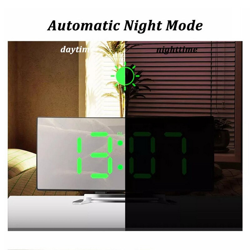LOYLOV modes izliekta ekrāna pulkstenis galddatora elektroniskais pulkstenis mājas guļamistaba liela ekrāna LED spogulis izslēgts pulkstenis modinātājs
