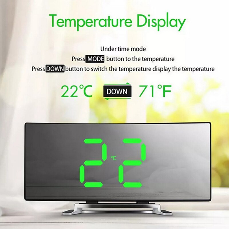 LOYLOV modes izliekta ekrāna pulkstenis galddatora elektroniskais pulkstenis mājas guļamistaba liela ekrāna LED spogulis izslēgts pulkstenis modinātājs