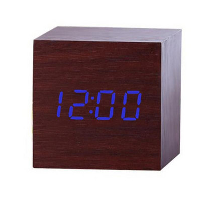 60*60*60mm LED fa ébresztőóra óra asztali hangvezérlés digitális fa Despertador elektronikus USB/AAA tápellátású órák dekoráció