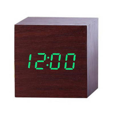 60*60*60mm LED fa ébresztőóra óra asztali hangvezérlés digitális fa Despertador elektronikus USB/AAA tápellátású órák dekoráció