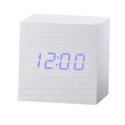 60*60*60mm LED fa ébresztőóra óra asztali hangvezérlés digitális fa Despertador elektronikus USB/AAA tápellátású órák dekoráció