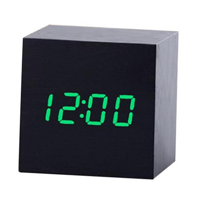 60*60*60mm LED fa ébresztőóra óra asztali hangvezérlés digitális fa Despertador elektronikus USB/AAA tápellátású órák dekoráció