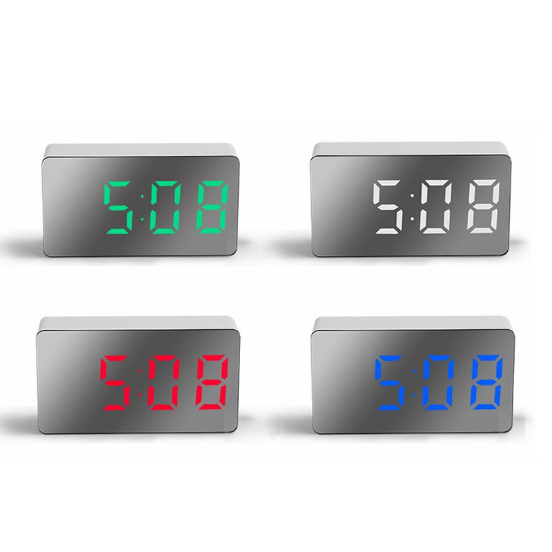 Ceas deşteptător cu mini oglindă cu LED Mobilier pentru casă Birou cu ceas electronică Decorare dormitor digitală Masă şi accesoriu Ora inteligentă