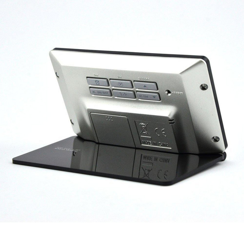 Elektroninis žadintuvas daugiafunkcis tylus LCD skaitmeninis didelio ekrano sulankstomas kelionių stalas žadintuvas nešiojamas žadintuvas