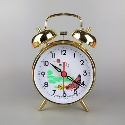 Retro mechaninis žadintuvas Metalinis auksinis stalinis laikrodis Kūrybinis miegamasis prie lovos stalinis žadintuvas Laikrodis vištienos peck ryžių dovana