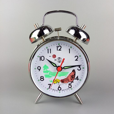 Retro mechaninis žadintuvas Metalinis auksinis stalinis laikrodis Kūrybinis miegamasis prie lovos stalinis žadintuvas Laikrodis vištienos peck ryžių dovana